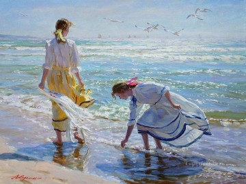 Women Painting - Beautiful Girl seagulls VG 29 Impressionist